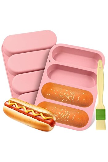Generic Silicone Hot Dog Bun Pans 6x9 Inch, Non-Stick, Oven & Dishwasher Safe Baking Mold for Homemade Buns