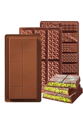 Generic LCHYI 3 Pcs Chocolate Molds, Rectangle Chocolate Bar Molds Silicone Bakeware Wax Melt Molds for Fil