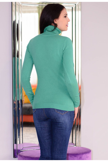 Elis Fashion High Neck Teal Sweater