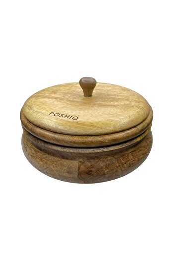Generic POSHIO Wooden Casserole Box with Lid, Storage Box Mango Wood Container Non-Toxic Polish - Natural W