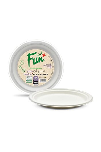 Generic Funeveryday Biodegradable Microwave Organic & Eco Friendly Moulded Fibre Plate 10 Inch, Pack Of 10