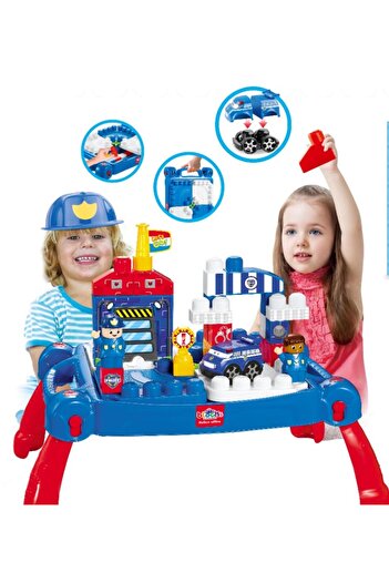 TSUMAB Police Station Building Block Set with Table – 30 Pieces Educational Playset for Kids