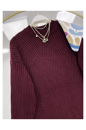 YEDİLALE Cross Striped Knit Tunic