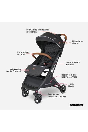 Babydoes DRIVER+ TS - Baby Stroller with Travel System, 5-Point Harness, 0-4 Years - Black