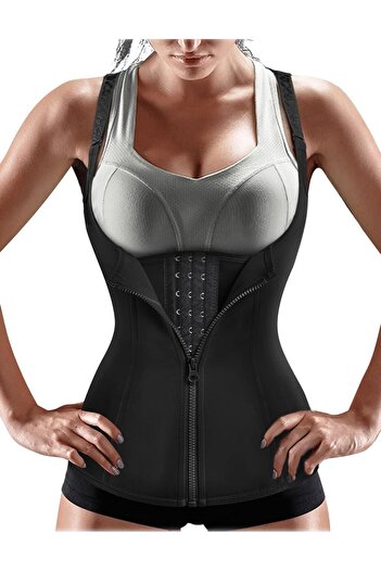 Generic HIQUAY Women Waist Trainer Corset Weight Loss, Zipper Vest Body Shaper Cincher Tank Top with Adjusta