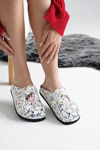 DOGİYE 6292 Nurse Printed Sabo Slippers