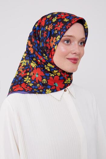 Levidor وشاح قطني بنمط زهرة المينا الحمراء