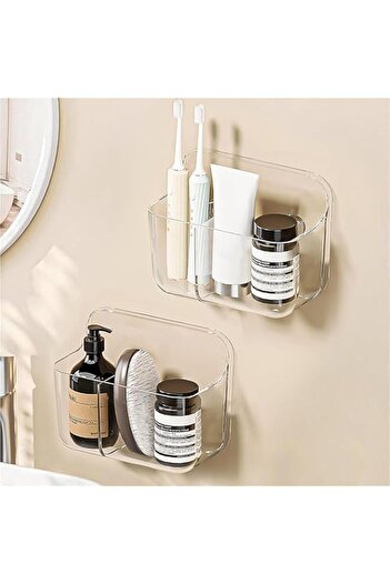 Generic Diesisa 2pc Acrylic Wall Mount Organizer, Adhesive Clear Cabinet Door Organizer,Bathroom Shelves fo