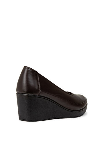 Deery Women's Genuine Leather Brown Wedge Heel Casual Shoes