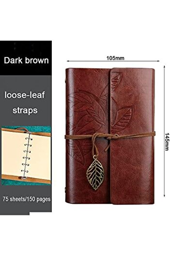 STOREMAX Polysight Retro Leaf Notebook, Classic Pu Leather Cover, Travel Notebook, Trl Journal, Diary, Se