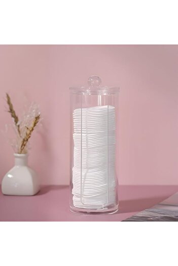 Generic Bolivia's Creative Transparent Cottons Pad Jar, Cotton Pad Holder with Lid, Stackable Makeup Cotton