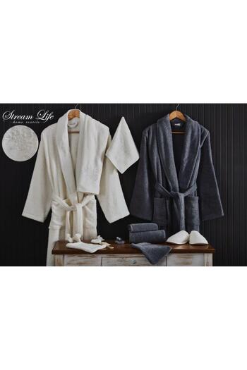 PROMISE Turkish Bridal Robe Set 13 Pieces Cotton Gray Color