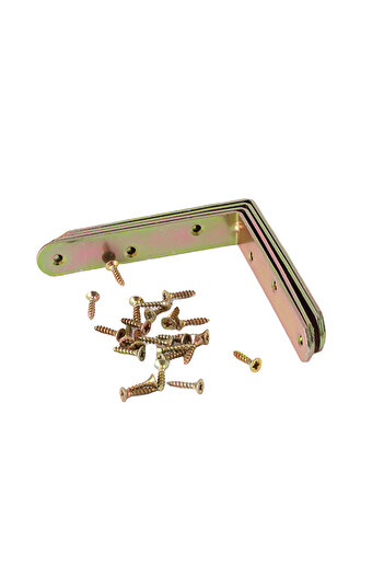 Lawazim Shelf Bracket Set 4-Piece - 100mm L Corner Support with Screws - Gold Finish