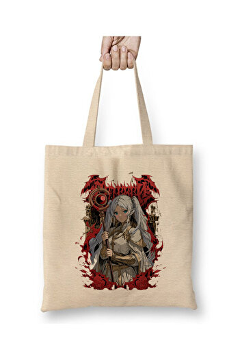 Toyaso Frieren Heavy Metal White Tote Bag Τσάντα αγορών με μακριά λαβή Τσάντα παραλίας
