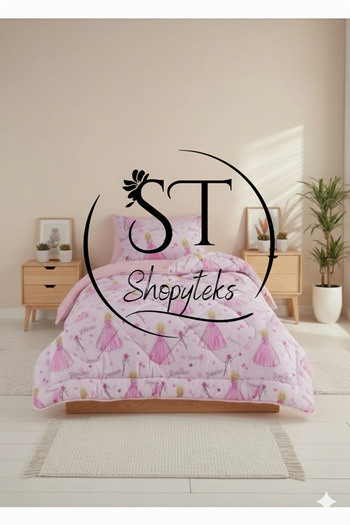 Shopyteks Single Princess Patterned Double-Sided Wellsoft Quilt (Quilt+Pillowcase)