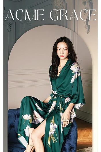 genernic Vinmass Women Long Soft Lightweight Bath Robes Plus Size Female Bathrobe Satin Silky Nightgowns Dark