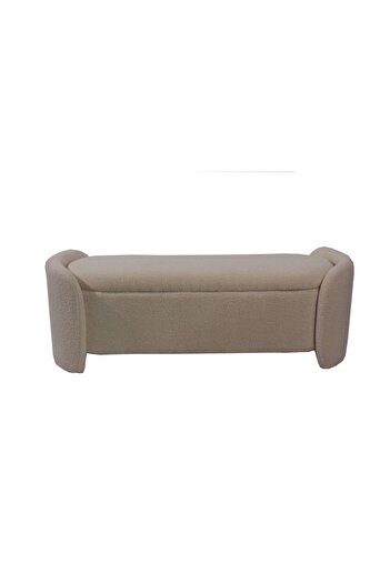 Danube Home Edlyn Boucle Storage Bed Bench - Cream Upholstered Seating with Solid Wood Frame - 2-Year Warranty