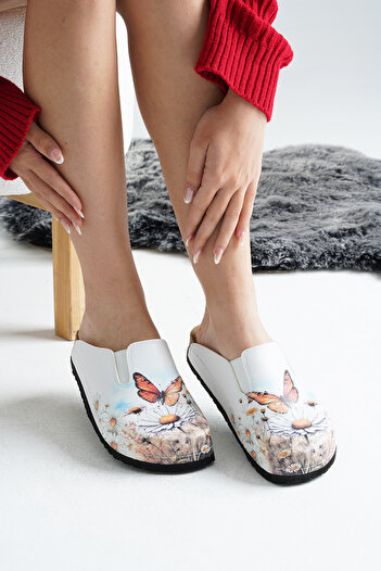 DOGİYE 6299 Butterfly Printed Sabo Slippers