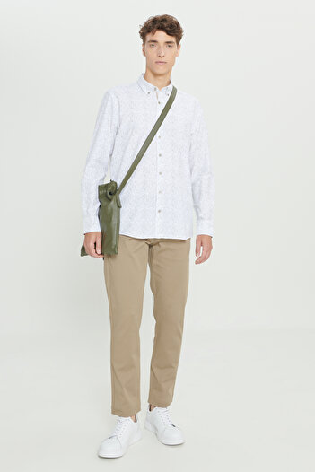 AC&Co / Altınyıldız Classics White Melange Slim Fit Dobby Shirt