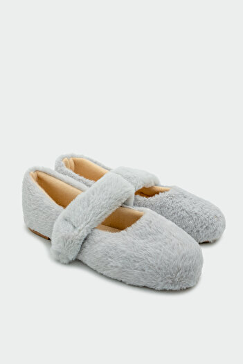 LAMİNTA Yummy Gray Plush Soft Women's Home Slippers