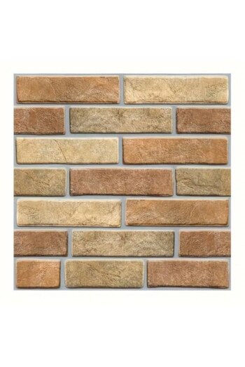 GOLD MARKET Set of 10 Self-Adhesive 3D Wallpaper Tiles, Brick Imitation, Waterproof, 30 cm x 30 cm, Rust Brown