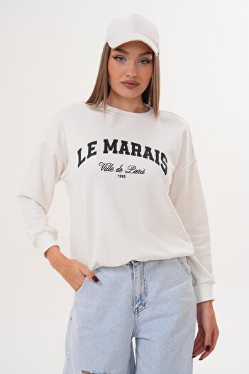 ŞİMAL Women's Printed Three Thread Sweatshirt 255324 -