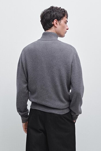 Massimo Dutti Fermuarlı yün karışımlı hırka