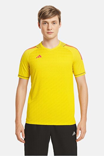 adidas Men Tall Fit Short Sleeve Tiro 23 Pro Goalkeeper Jersey, Yellow