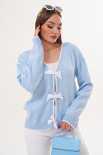 ŞİMAL Women's Bow Detailed Knitwear Knitted Blouse 255181 -