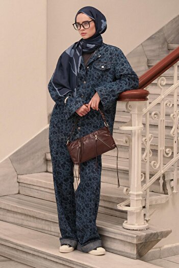 carell Floral Monogram Pattern Jean Pants