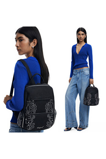 Desigual Women's backpack, Desigual, Poker Face Chester series, Black