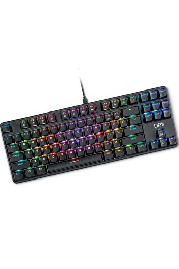 Raven Tastatură mecanică de gaming DR1TECH TKL, PC/PS4, iluminare RGB, 87 de taste anti-ghosting, cablu USB