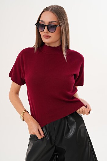 ŞİMAL Women's Half Fisherman Knitwear Knitted Short Sleeve Sweater 255174 -
