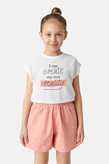 Sinsay Kids Girl 2 Pcs Graphic Print T-Shirt And Short Pyjama Set, Multicolor
