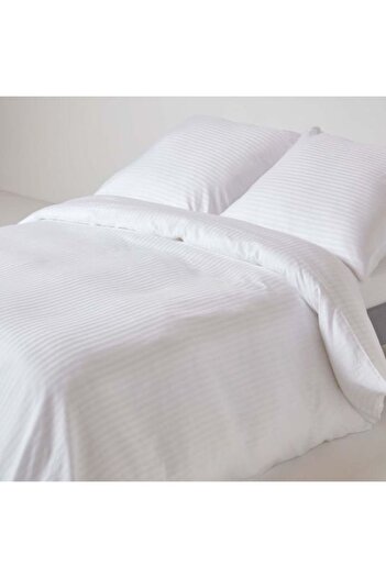 OEM Bed linen Hoteliera Novara collection, 100% cotton, satin damask fabric, double bed, white