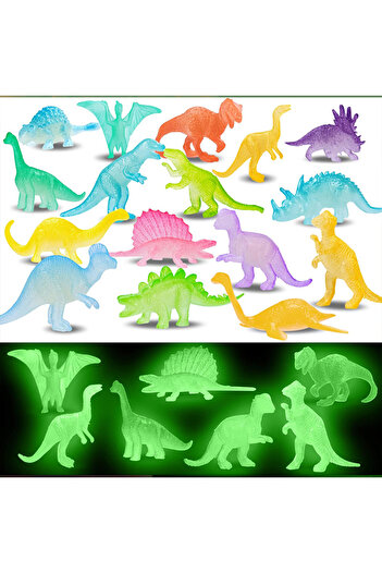 Choice 16pcs 16pcs Mini Luminous Dinosaurs Glow in The Dark Dino Toys Treat Kids Birthday Party Favors Boy