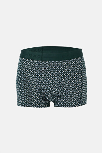 Dagi Light Blue-Dark Green 3-Piece Patterned Cotton Boxer