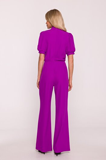Stylove s421 Short-sleeved jumpsuit with bow tie