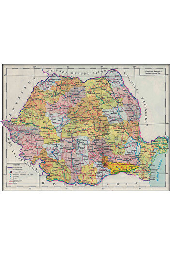 Nostalgia Shop Administrative map of Romania, 1983, reproduction