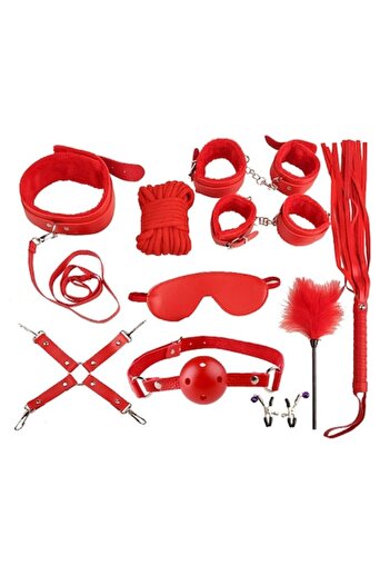 SIPEDO Set of 10 adult toys, eco-leather harnesses, bondage, bdsm, callus, whip, handcuffs, collar, fr