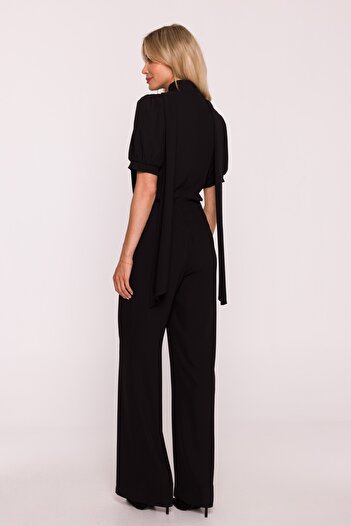 Stylove s421 Short-sleeved jumpsuit with bow tie