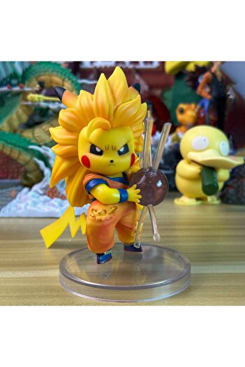 Choice A 13cm/5.12in Anime Figure Pikachu Cosplay Super Saiyan 2 Action Figures Pvc Collection Model Toys .