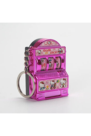 Miniso hello kitty 1pcs Spin Fruit Slot Machine Keychain Lucky Charm Jackpot Keychains Mini Casino Pendant