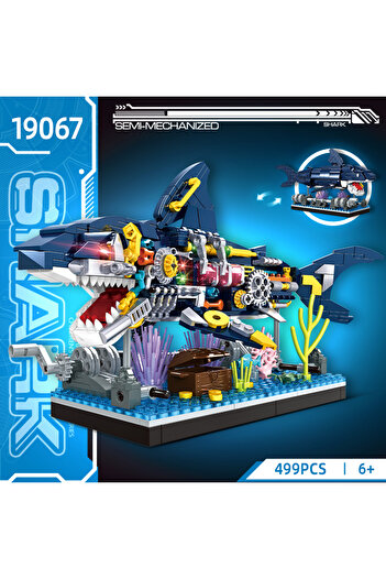 Choice مجموعة مكعبات بناء الأحياء البحرية من Ocean Shark، مكونة من 498 قطعة، لعبة مكعبات بناء حيوانات بحرية منزلية مع قطعة