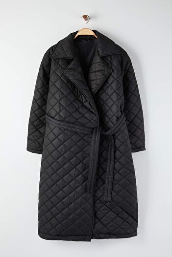 Trendyol Collection Black Regular Plus Size Coat Twoaw26Aw00021