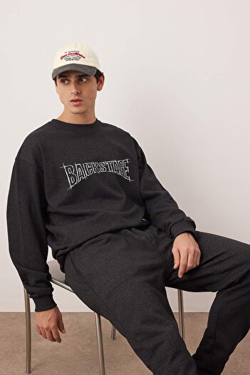 Trendyol Collection Anthracite Color Oversize Σετ αθλητικές φόρμες - Tmnaw25em00009