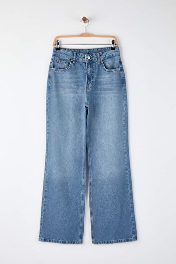 Trendyol Collection Blue*002 High Waist Wide Leg Jeans Twoaw24Je00089