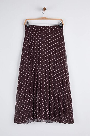 Trendyol Collection Καφέ πουά μίντι φούστα TWOAW26ET00142