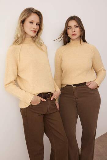 Trendyol Collection Pulover de tricotaj cu model lat, bej, moale, texturat TWOAW26KZ00191