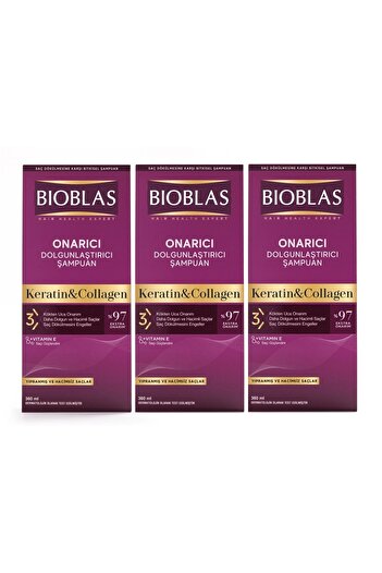 Bioblas 360ml Collagen and Keratin Volume Shampoo - X 3 Pieces